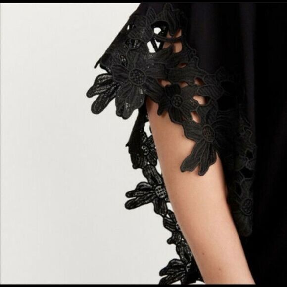 Stella & Dot Lace Trim Kimono Cover Up Black Large - Picture 3 of 13